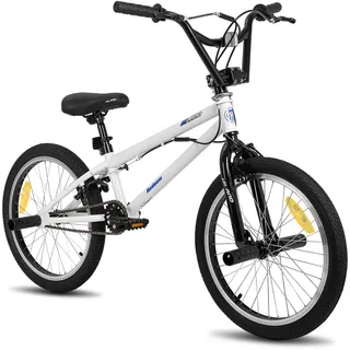 Hiland 20 Zoll BMX Freestyle Bike für Jungen mit 360 Grad Gyro & 4 Pegs, weiß bmxrad
