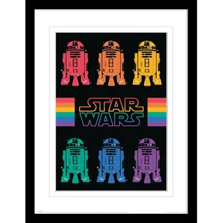 Pyramid International Star Wars Poster, gerahmt, Collector's Edition (R2D2 Pride Rainbow mit weißem Rand), 30 x 40 cm
