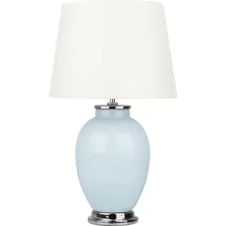 BELIANI Tischlampe Blau Keramik 56 cm Stoffschirm Weiß Empire Vasenform Kabel mit Schalter Retro-Stil - Blau, Weiß