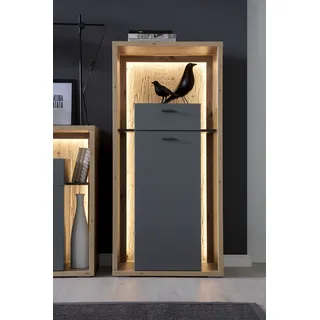 MCA Furniture Highboard »Lizzano«, Wohnzimmerschrank mit 3-D Rückwand, wahlweise mit Beleuchtung grau