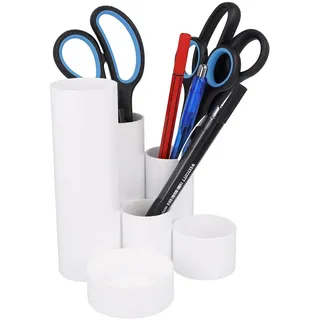 Westcott Stiftehalter Weiß | Stifteköcher mit 6 runden Fächern als Schreibtisch Organizer | Übersichtliche Aufbewahrung von Stiften und Bürozubehör | E-744578 00