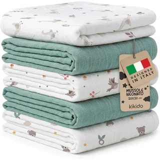 Kikido Mullwindeln Baby 100% Baumwolle 5 St tuerkis