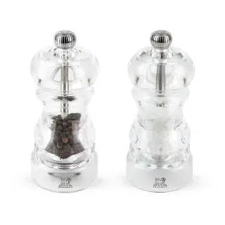 Peugeot NANCY Pfeffer- und Salzmühlen-Set, Acryl, Praktisches Mühlenset mit zwei starken Zirlion-Mahlwerken, Größe: 12 cm