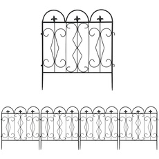 unho 5 Stück Gartenzaun Metall, Teichzaun Set Metallzaun Zaun für den Garten, Gitterzaun Set Oberbogen Zaun Garten, 61x70cm