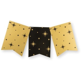 PD-Party 7024015 Classy Party Flagge Banner | Elegant Stil | Partei Dekoration | Festlich Aussehen - Stars, Gold/Schwarz, 8.5cm Länge x 8.5cm Breite x 7.5cm Höhe