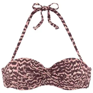 LASCANA Bügel-Bandeau-Bikini-Top Damen bordeaux bedruckt Gr.34 Cup D