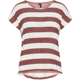 VERO MODA Damen VMWIDE Stripe S/L TOP GA NOOS 10284474, Marsala/Snow White, XS