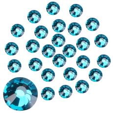Jollin Kristalle Flacher Rückseite Strasssteine Glas Glitzersteine Nagelkunst Edelsteine Runde Diamant Gems, Blauer Zirkonia, SS20 576pcs