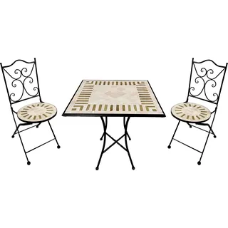 AXI Camilla Bistroset 3-teilig mit Mosaik im Toskanischen Stil | Bistrotisch mit 2 Stühlen | Bistro Gartenmöbel Set für Garten / Balkon / Terrasse | - Braun