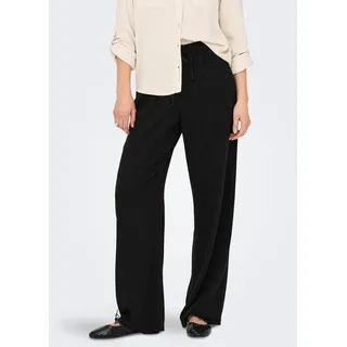 Schlupfhose ONLY "ONLSIESTA MW PULL-UP LINEN BL PNT NOOS", Damen, Gr. S, Länge 30, schwarz, Web, Obermaterial: 80% Viskose, 20% Leinen, unifarben, straight fit normal, Hosen Schlupfhose, Viskosemischung