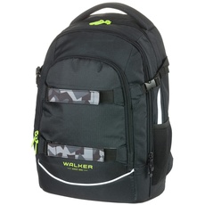 Walker 42041-079 - Schulrucksack Fame 2.0 "Uni Dark Grey" mit 2 Fächern, Vorderfach mit Organizer, Seitentaschen, Schultasche inkl. Rücken-Polsterung, verstellbarem Schulter- und Brustgurt