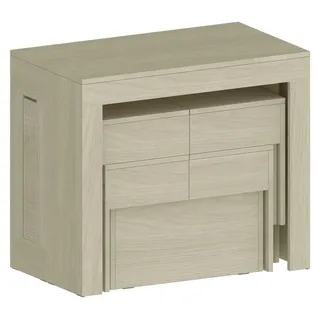 Tisch- und Stuhlset Dadamoni, Mehrzweckkomposition, Set mit Konsole und 2 ausziehbaren Bänken, 100 %  Italy, 66 x 25 x 45 cm, Olmo - Braun