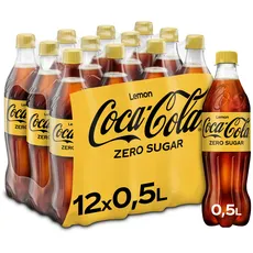 Coca-Cola Zero Lemon - fruchtiges Erfrischungsgetränk mit Zitronen-Geschmack - ohne Zucker und ohne Kalorien - koffeinhaltiger Softdrink in Einweg Flaschen (12 x 500 ml)
