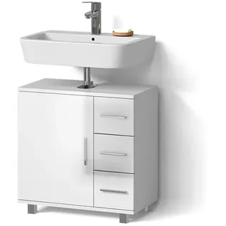 livinity Livinity® Waschbeckenunterschrank Eisak, 60 x 60.8 cm, Weiß Hochglanz - Weiß