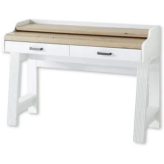 Stella Trading JASMIN Sekretär Schreibtisch in Pinie hell, Artisan Eiche Optik - Bürotisch mit Schubladen und ausziehbarer Tischplatte - Landhausstil Büromöbel Komplettset - 120 x 84 x 53 cm (B/H/T)