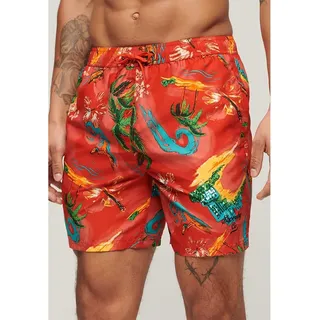 Superdry Hawaiian Print 17 ́ ́ Badeshorts - Waikiki Red - M