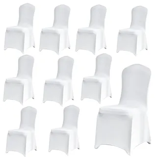 Stuhlhusse 10 Stück Universell Weiße Elegante Stuhl Abnehmbarer Elasthan Spandex Stuhlbezüge Waschbarer Elastisch Stuhlschutz Stuhlbezug für Taufe Geburtstag Hochzeit Bankett Dekoration