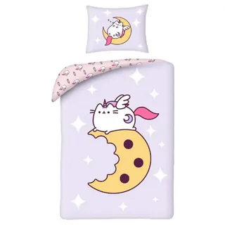 Halantex Pusheen Einhorn Keks Mond Mikrofaser Rosa/Weiß 140 x 200 cm + 70 x 90 cm