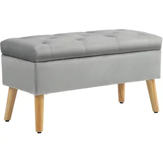 Homcom Truhenbank Samtoptik, Grau , Kunststoff , 35x40x80 cm , Esszimmer, Bänke, Sitzbänke