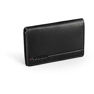 Valentini Visitenkartenetui aus echtem Leder - 2 Fächer für Kredit- und Dokumente - 12,5 x 8,5 cm Black Mild