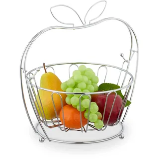 Relaxdays Obstschale Silber 28,5 cm