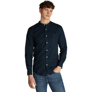 Tommy Hilfiger Herren Hemd Flex Poplin Solid Mao Regular Fit, Blau (Desert Sky), XXL