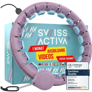 Swiss Activa+ S2 XXL Smart Hula Hoop Reifen Erwachsene - Bis zu 120cm - Hula Hoop mit Gewicht Kugel - Hullahub Reifen zum Abnehmen - Smart Hula Hoop Testsieger Leise - Hulahuppreif zum Abnehmen