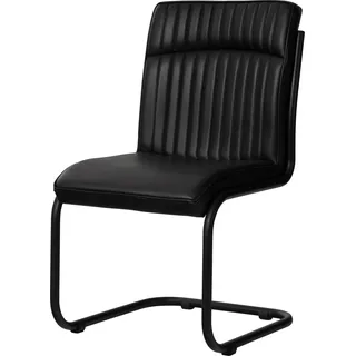 MASSIVMOEBEL24.DE Freischwinger Echtleder 52x61x92 schwarz IRON LABEL #21 - Schwarz