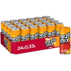 Mezzo Mix - prickelnd-erfrischendes Mischgetränk aus Cola und Orange - Softdrink in stylischen Einweg Dosen (24 x 330 ml)