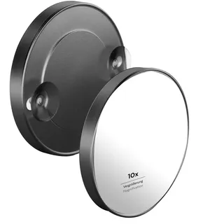 PARSA BEAUTY Duschspiegel mit Saugnäpfen fürs Bad (Schwarz-Matt) – Spiegel rund mit 10-Fach Vergrößerung – Bad Spiegel – Kosmetikspiegel Badezimmerspiegel leichte Anbringung