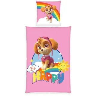 Herding Bettwäsche Paw Patrol, Kopfkissenbezug 80 x 80 cm mit Wende-Motiv, Bettbezug 135 x 200 cm, Mit Knopfleiste, 100% Baumwolle