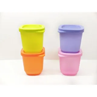 Tupperware Plastic Fridge and Take Away Containers Cubix Small (110ml Multicolour) - Set of 4