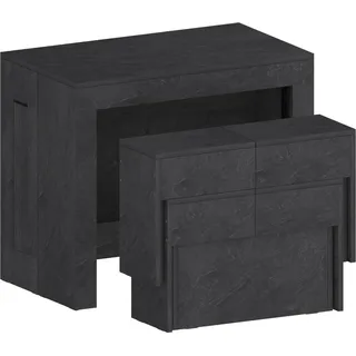 Tisch- und Stuhlset Dadamoni, Mehrzweckkomposition, Set mit Konsole und 2 ausziehbaren Bänken, 100 %  Italy, 66 x 25 x 45 cm, Schiefer - Grau