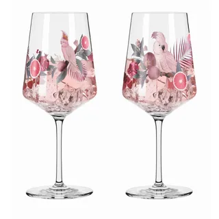 Ritzenhoff Spritzerglas , Grau, Rosa , Glas , 2-teilig , 544 ml , 9.3x22.5x9.3 cm , Fsc, Made in Germany , Gläser, Weingläser, Weißweingläser