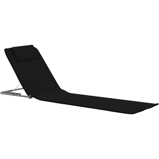 vidaXL Klappbare Strandmatte 2 Stk. Stahl und Stoff Schwarz - Schwarz