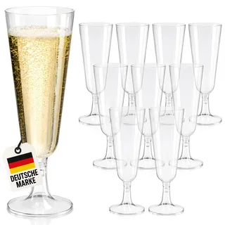 WELLGRO Sektgläser Kunststoff Mehrweg – 60 Stück – Champagnergläser Plastik Transparent – 150 ml – Party, Hochzeit, Sektempfang – Stabil, Leicht, Wiederverwendbar