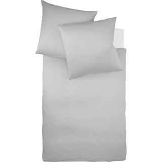 Bettwäsche FLEURESSE "Colours in 135x200, 155x220 oder 200x200 cm", silber (silberfarben), B/L: 155cm x 200cm, 1 Stk., 1 Stk., Interlock-Jersey, B/L: 80cm x 80cm, 2 Stk., Interlock-Jersey, Obermaterial: 100% Baumwolle, Bettwäsche, Bettwäsche, Bettwäsche aus 100% Baumwolle, uni, mit Reißverschluss