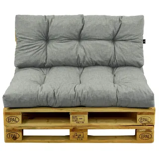 AMPO Palettenkissen Set Sitz + Rückenkissen Palettenpolster Auflage 120x80 cm - Grau