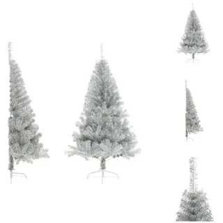 vidaXL Künstlicher Halb-Weihnachtsbaum mit Ständer Silber 180 cm PET - Weihnachtsbäume - Silber