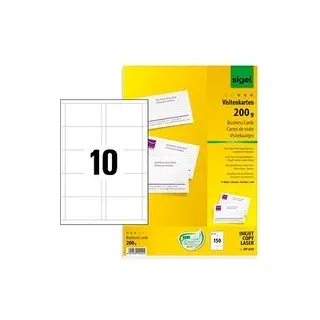 SIGEL Visitenkarten DP839 satiniert weiß 200 g/qm, 150 St.