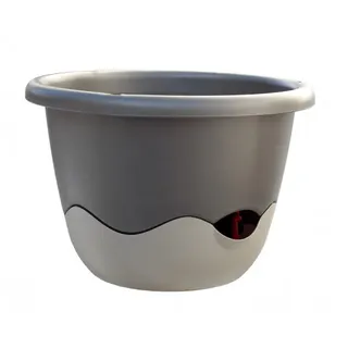 Plastia Mareta Blumenampel zum Aufhängen, 25 cm, Selbstbewässerungstopf mit Kette, Blumentopf aus Kunststoff, Hell und Dunkel Anthrazit - Grau