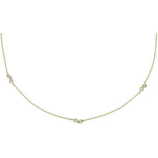 Kette ohne Anhänger FOSSIL "Schmuck Geschenk Metall Halskette ELLIS", gold (gelbgoldfarben, kristallweiß), Halsketten, Damen, Metall, L: 45,5 B: 1mm, Kette ohne Anhänger, mit Zirkonia (synth.), B:1mm