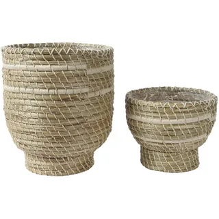 KSD Seagrass Planter, Natural and warm White, 24 cm Diameter, 28 cm Height