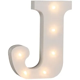 Out of the Blue Holz Buchstabe "J" beleuchtet mit 6 LED Lichtern, batteriebetrieben, ca. 16 cm, Weiß