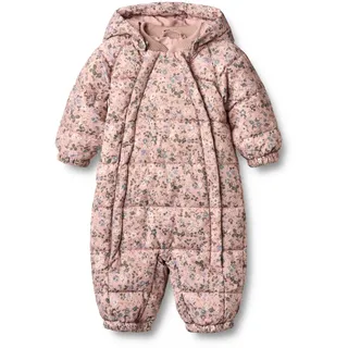 Schneeoverall WHEAT "Puffer baby Suit Edem", Baby, Gr. 62 (68), N-Gr, rosa (rose powder flowers), Web, Obermaterial: 100% Polyester, bedruckt, geblümt, normal, Rundhals, Raglanärmel Bündchen, Overalls Schneeoverall, wasserdicht, atmungsaktiv