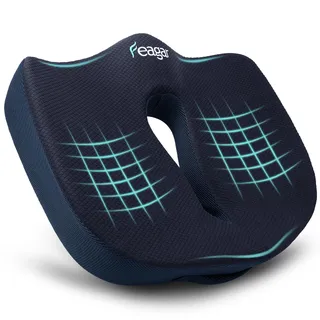 Feagar Orthopädisches Sitzkissen Bürostuhl – Ergonomisches Steißbeinkissen & Sitzring mit Memory-Schaum, XXL Dicke für 90-150kg, Blau – Schmerzlinderung bei Langem Sitzen