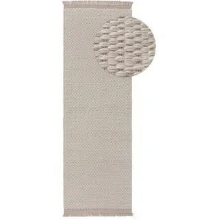 benuta Pure Wollteppich Lana Cream 70x200 cm , Creme , Textil , Beton Optik , Rechteckig , 70x200 cm , Gots , pflegeleicht , Teppiche und Böden, Teppiche, Schafwollteppiche