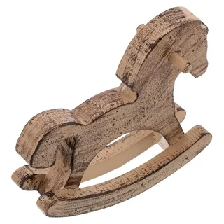 Handbemaltes Vintage Schaukelpferd aus Holz - Miniatur Holzpferd Skulptur mit detaillierter Bemalung - Stabiles Tischornament für Büro, Wohnzimmer, Schlafzimmer und kreative Wohnkultur