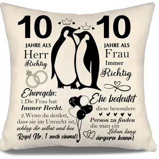 10 JAHRE als Herr Richtig 10 JAHRE als Frau Immer Richtig Hochzeitstag Geschenk Ehe Kissenbezüge für Paare Ehemann Frau Frauen Männer Freunde Kollegen Mama Papa glückliche Hochzeit Jahrestag(10 Jahre)