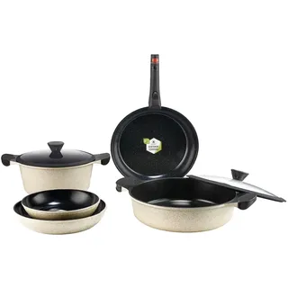 LAGUIOLE, 8-teiliges Küchenset aus geschmiedetem Aluminium, Antihaft-Keramikbeschichtung, universeller abnehmbarer Griff, kompatibel mit allen Wärmequellen, stapelbar, 24 cm, Grün